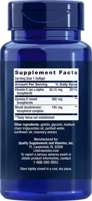Gamma E Mixed Tocopherols & Tocotrienols 60 капсул (Life Extension) фото 2 Gamma E Mixed Tocopherols & Tocotrienols 60 капсул (Life Extension) фото 2