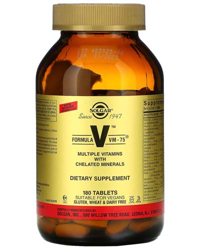 Formula V VM-75 Multiple Vitamins with Chelated Minerals 180 табл (Solgar) Formula V VM-75 Multiple Vitamins with Chelated Minerals 180 табл (Solgar)