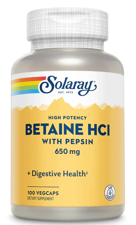 Betaine HCL with Pepsin 650 мг 100 капсул (Solaray) Betaine HCL with Pepsin 650 мг 100 капсул (Solaray)