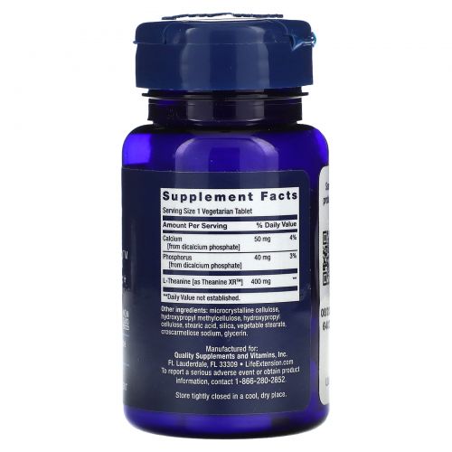 Theanine XR Stress Relief 30 таблеток (Life Extension) фото 2 Theanine XR Stress Relief 30 таблеток (Life Extension) фото 2