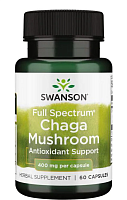 Full Spectrum Chaga Mushroom (Гриб чага полного спектра) 400 мг 60 капсул (Swanson) срок до 06/25