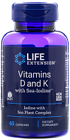 Vitamins D and K with Sea-Iodine (Витамины D и К с морским йодом) 60 капсул (Life Extension) срок до 08/25