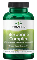 Berberine Complex with Cinnamon, Gymnema & Fenugreek (Бербериновый комплекс с корицей, джимнемой и пажитником) 90 капсул (Swanson)