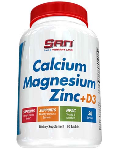 Calcium Magnesium Zinc + Vit D3 90 табл (SAN) Calcium Magnesium Zinc + Vit D3 90 табл (SAN)