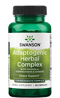 Adaptogenic Herbal Complex with Rhodiola, Ashwagandha & Ginseng (Адаптогенный травяной комплекс с родиолой, ашвагандой и женьшенем) 60 капсул (Swanson)