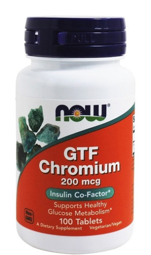 GTF Chromium (Хром) 200 мкг 100 табл (NOW) GTF Chromium (Хром) 200 мкг 100 табл (NOW)