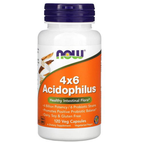 4x6 Acidophilus (ацидофильные бактерии) 120 вег. капсул (NOW) 4x6 Acidophilus (ацидофильные бактерии) 120 вег. капсул (NOW)