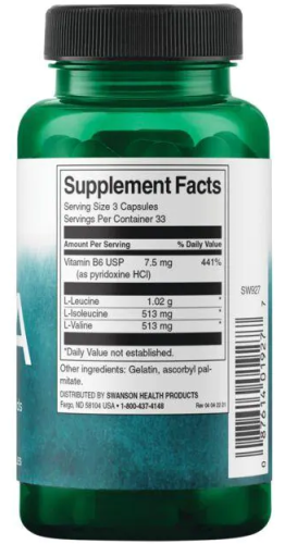 BCAA (BCAA обогащенные витамином B6) 100 капсул (Swanson) срок 07/2023 фото 2