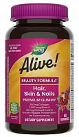Alive! Hair, Skin & Nails Premium (добавка для волос, кожи и ногтей) 60 жевательных таблеток (Nature's Way) Срок до 03/26