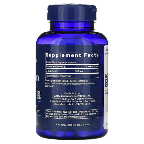 L-Tryptophan (L-триптофан) 500 мг 90 капсул (Life Extension) срок до 07/25 фото 2 L-Tryptophan (L-триптофан) 500 мг 90 капсул (Life Extension) срок до 07/25 фото 2
