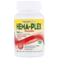 Hema-Plex ягодное ассорти 60 жевательных пастилок (Natures Plus)