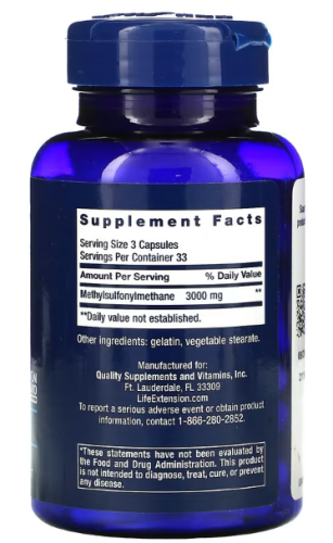 MSM (МСМ) 1000 мг 100 капсул (Life Extension) фото 2 MSM (МСМ) 1000 мг 100 капсул (Life Extension) фото 2