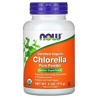 Certified Organic Chlorella Pure Powder (сертифицированная органическая хлорелла чистый порошок) 113 грамм (NOW)