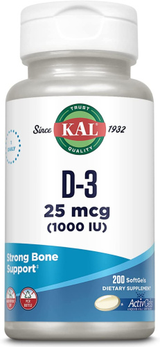 D-3 1000 МЕ ActivGels 200 гелевых капсул (KAL)