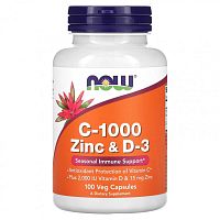 C-1000 Zinc & D-3 100 капсул (NOW)