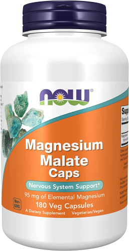 Magnesium Malate Caps (Капсулы малата магния) 180 вег капсул (NOW)