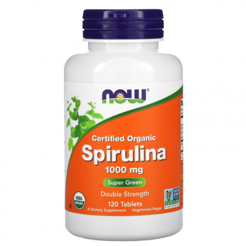 Organic Spirulina (сертифицированная органическая спирулина) 1000 мг 120 таблеток (NOW)
