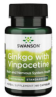 Ginkgo with Vinpocetine Standardized (Гинкго с винпоцетином Стандартизированный) 60 капсул СРОК ГОДНОСТИ ДО 04/24 !!!