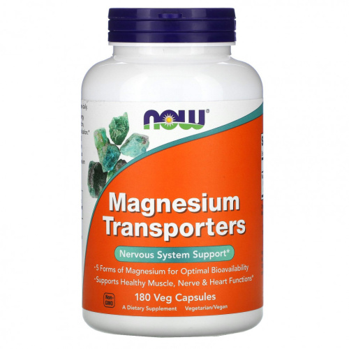 Magnesium Transporters (переносчики магния) 180 вегетарианских капсул (NOW) Magnesium Transporters (переносчики магния) 180 вегетарианских капсул (NOW)