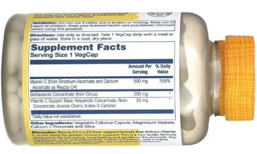 Reacta-C 500 мг 180 вег капсул (Solaray) фото 2 Reacta-C 500 мг 180 вег капсул (Solaray) фото 2