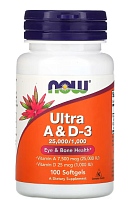 Ultra A & D3 25000/1000 100 гелевых капсул (NOW)