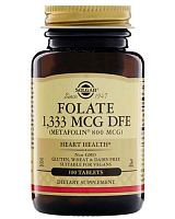 Folate 1333 mcg as Metafolin 800 mcg 100 табл (Solgar)