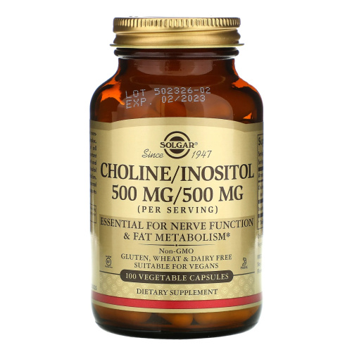 Choline/Inositol (Холин Инозитол) 500 мг 100 капсул (Solgar) Choline/Inositol (Холин Инозитол) 500 мг 100 капсул (Solgar)