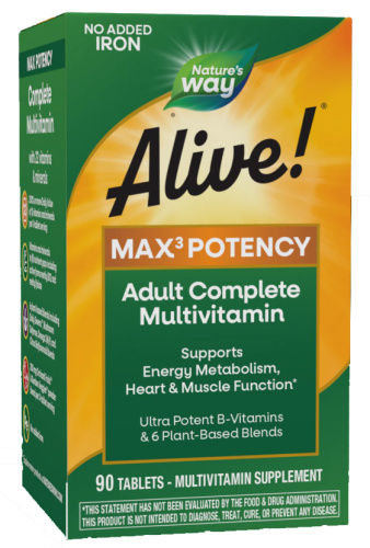 Alive! Max3 Potency (Мультивитаминный комплекс без железа) 90 таблеток (Nature's Way) срок до 09/25