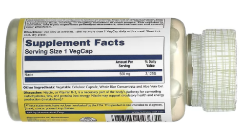 Niacin (Ниацин) 500 мг 100 капсул (Solaray) фото 2
