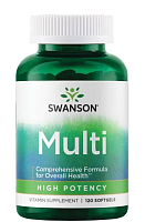 Multi High Potency (высокоэффективный комплекс плюс поддержка иммунитета - с железом) 120 гелевых капсул (Swanson)