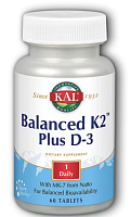 Balanced K2 Plus D-3 (Сбалансированный K2 D-3) 60 таблеток (KAL) срок до 08/25