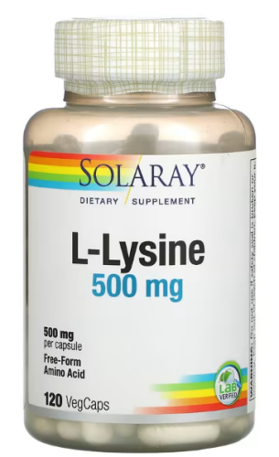L-Lysine (L-лизин) 500 мг 120 вег. капсул (Solaray) L-Lysine (L-лизин) 500 мг 120 вег. капсул (Solaray)