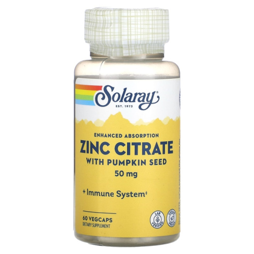 Zinc Citrate (Цитрат цинка) 50 мг 60 капсул (Solaray)
