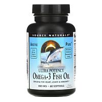Source Naturals, Чистый, арктический рыбий жир с Омега-3, Эффективное действие, 850 мг, 60 капсул