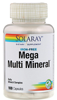 Mega Multi Mineral Iron free (Мультиминералы без железа) 100 капсул (Solaray)