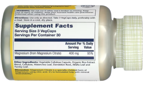 Magnesium Citrate (Цитрат магния) 400 мг 90 капсул (Solaray) фото 2 Magnesium Citrate (Цитрат магния) 400 мг 90 капсул (Solaray) фото 2