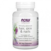 Solutions Clinically Advanced Hair, Skin & Nails (для здоровья волос, кожи и ногтей) 90 вег капсул (NOW)