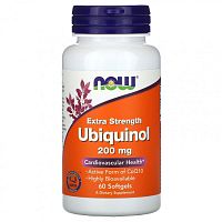 Extra Strength Ubiquinol (Убихинол) 200 мг 60 гелевых капсул (NOW)