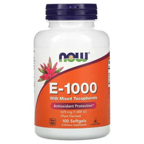 E-1000 Mixed tocopherols 100 softgels (NOW) E-1000 Mixed tocopherols 100 softgels (NOW)
