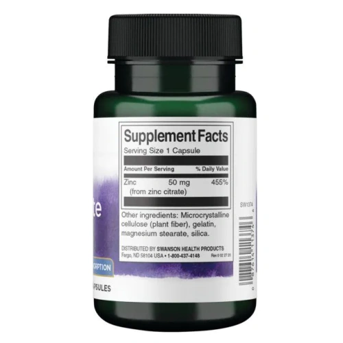 Zinc Citrate (цитрат цинка) 50 мг 60 капсул (Swanson) фото 2