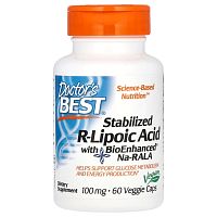Stabilized R-Lipoic Acid with BioEnhanced Na-RALA (стабилизированная R-липоевая кислота с BioEnhanced Na-RALA) 100 мг 60 капсул (Doctor's Best)