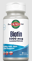 Biotin Sustained Release (Биотин замедленного высвобождения) 5000 мкг 60 таблеток (KAL)