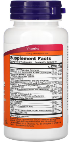 Co-Enzyme B-Complex (Комплекс коэнзимов группы В) 60 вег капсул (NOW) фото 2