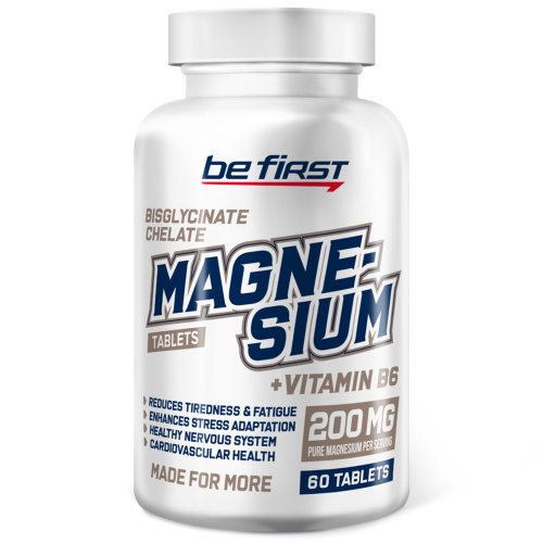 Magnesium + B6 (магний бисглицинат хелат + Б6) 60 таблеток (Be First)