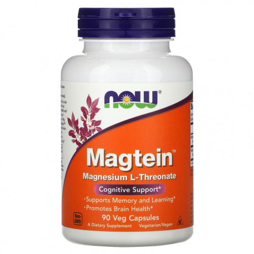 Magtein (L-треонат магния) 90 вег капсул (NOW)