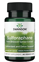 Sulforaphane from Broccoli Sprout Extract (Сульфорафан из экстракта ростков брокколи) 400 мкг 60 вег. капсул (Swanson)