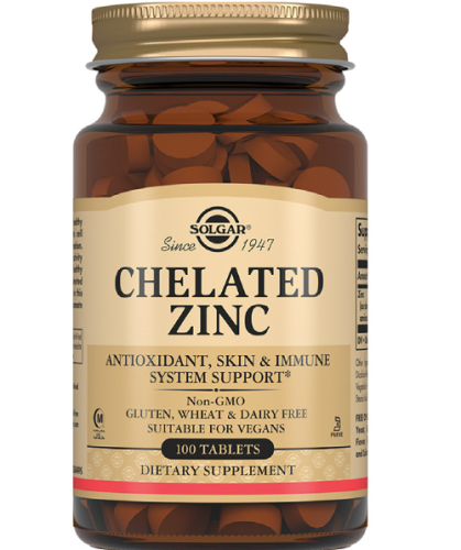 Chelated Zinc 22 мг 100 таблеток (Solgar) срок годности 01/2024