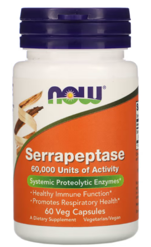 Serrapeptase 60000 SU (Серрапептаза) 60 растительных капсул (NOW)
